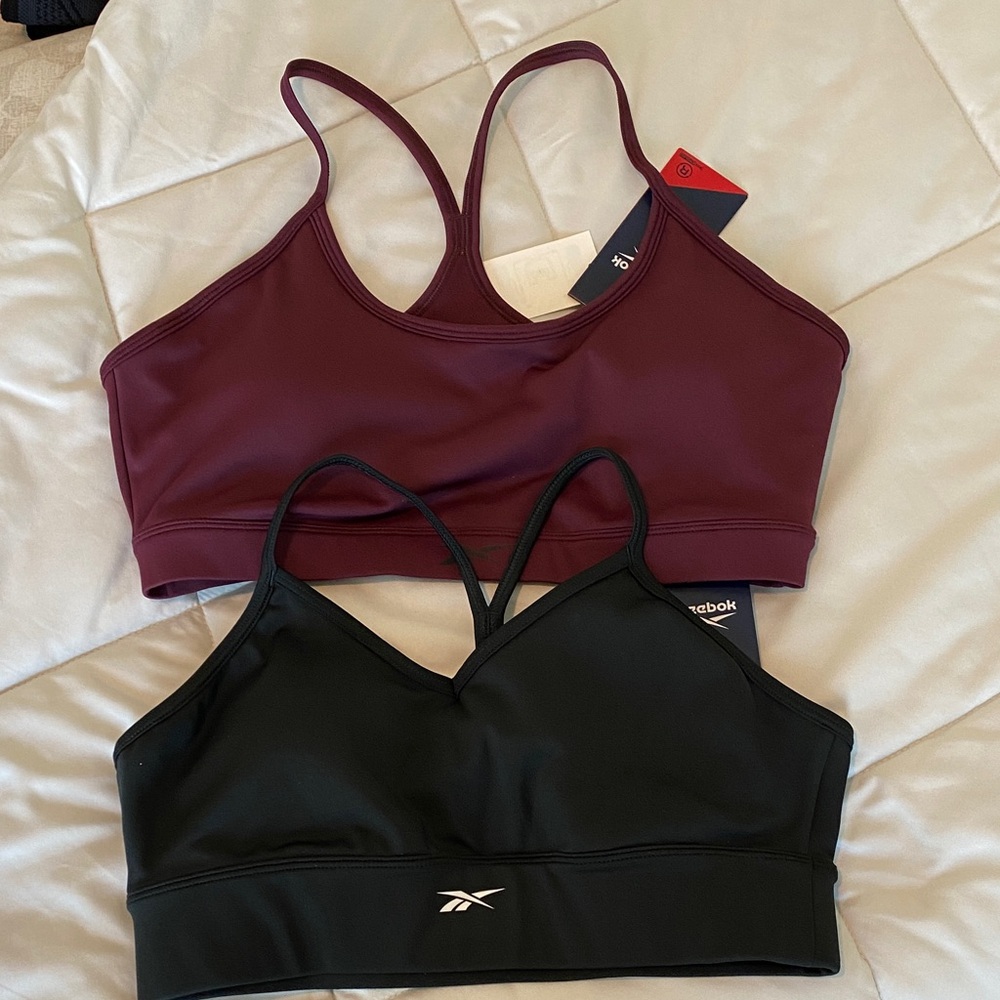 Reebok Women's Black and Burgundy Sports Bra Duo